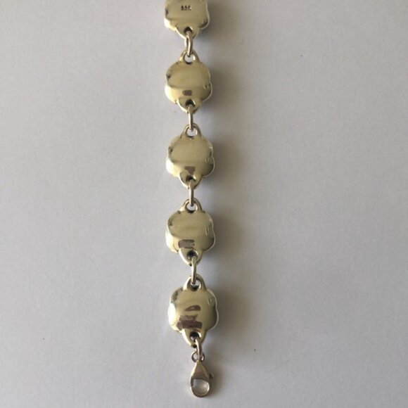 Antiqued Rose Flower Sterling Silver 925 Electroform Floral Link Bracelet - Picture 10 of 15